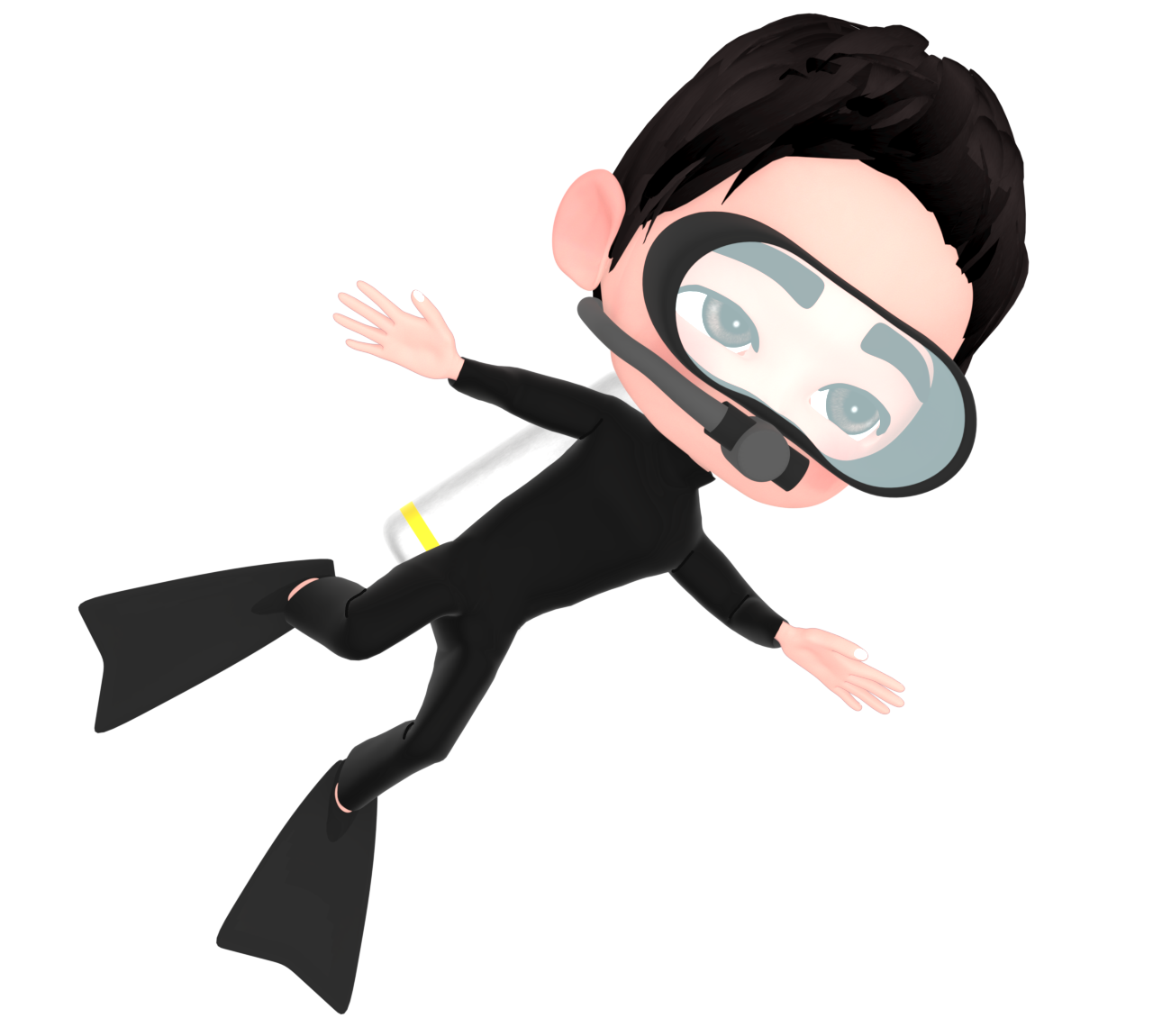 ダイビングをする男性のイラスト