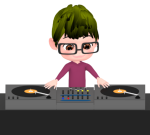 DJの練習をするイラスト