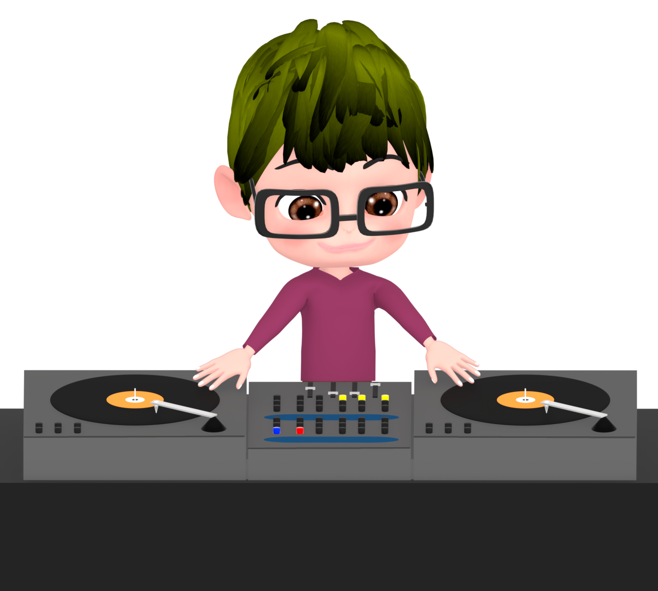 DJの練習をするイラスト