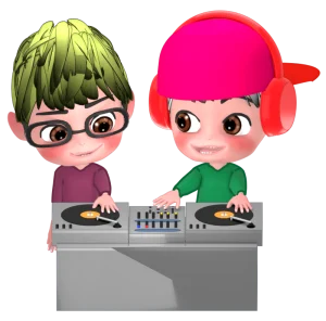 DJを教える男性のイラスト