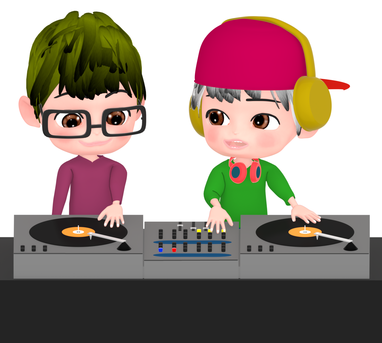 DJを教える男性のイラスト