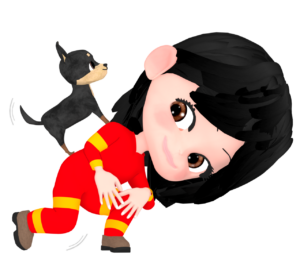 ドッグダンスを踊る女性のイラスト