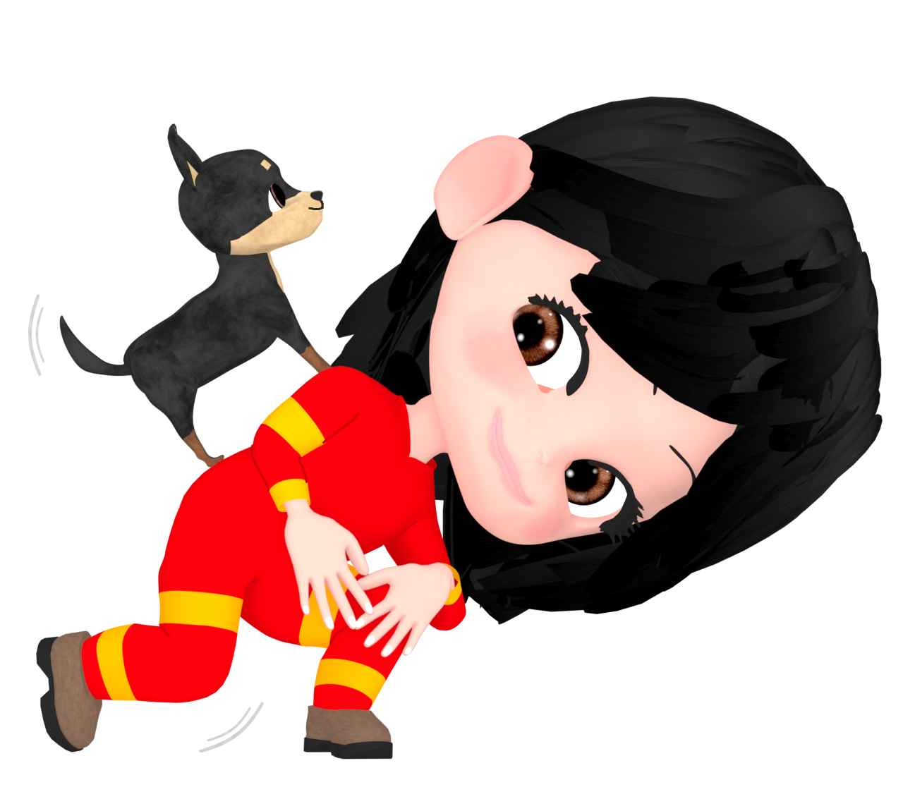 ドッグダンスを踊る女性のイラスト