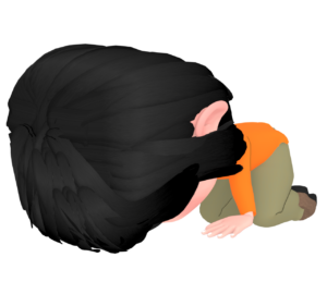 頭を地面につけて土下座をする女性のイラスト