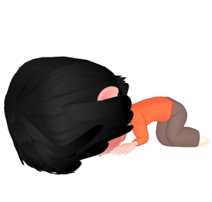 頭を地面につけて土下座をする女性のイラスト