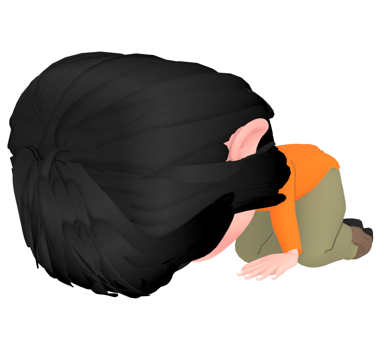 頭を地面につけて土下座をする女性のイラスト