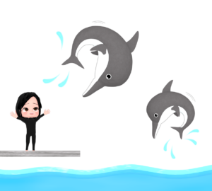 イルカショーのイラスト