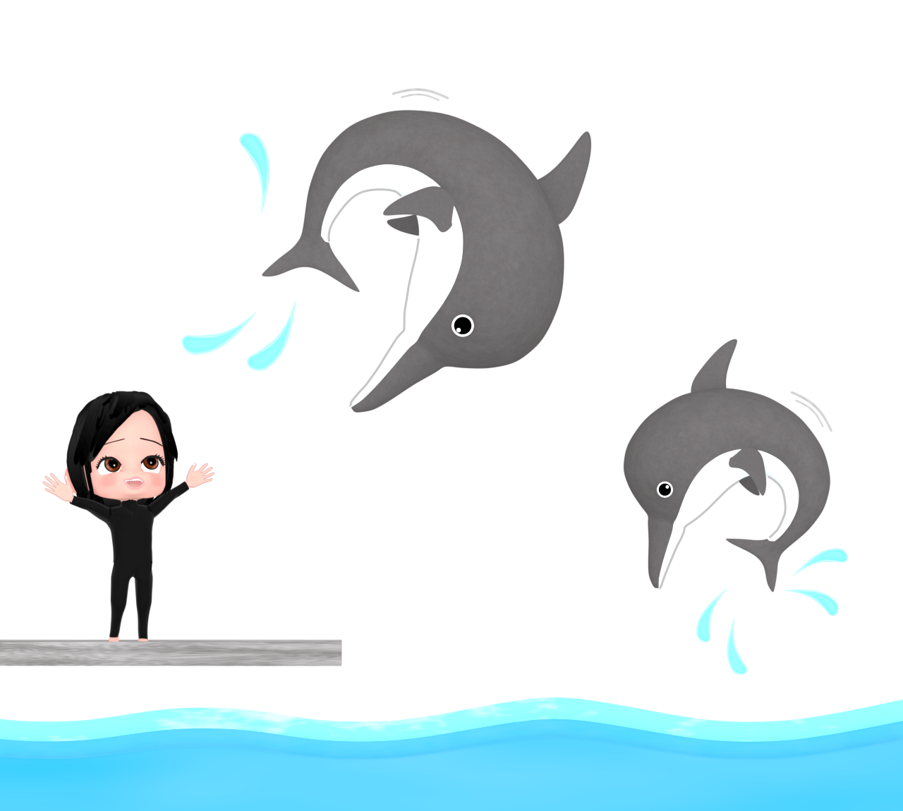 イルカショーのイラスト