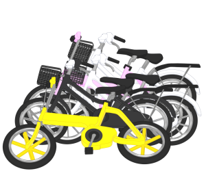 ドミノ倒しになる自転車のイラスト