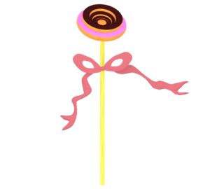 棒に刺したハロウィンのドーナツのイラスト