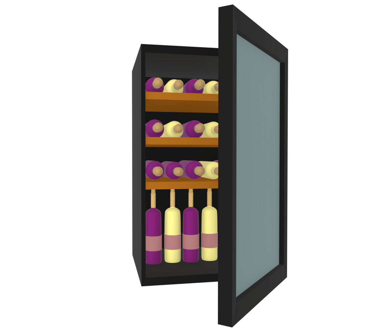 ドアが半開きのワインセラーのイラスト