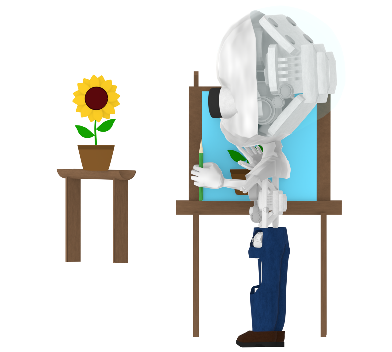 絵を描く人工知能のイラスト