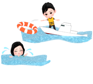 溺れている人を助ける水難救助のイラスト