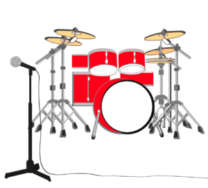 ドラムとスタンドマイクのイラスト
