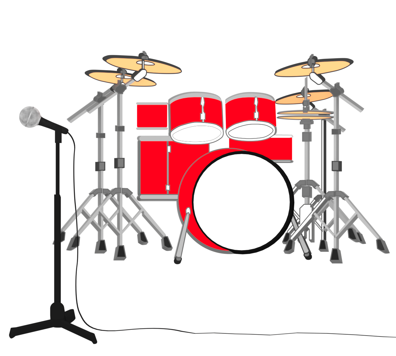 ドラムとスタンドマイクのイラスト