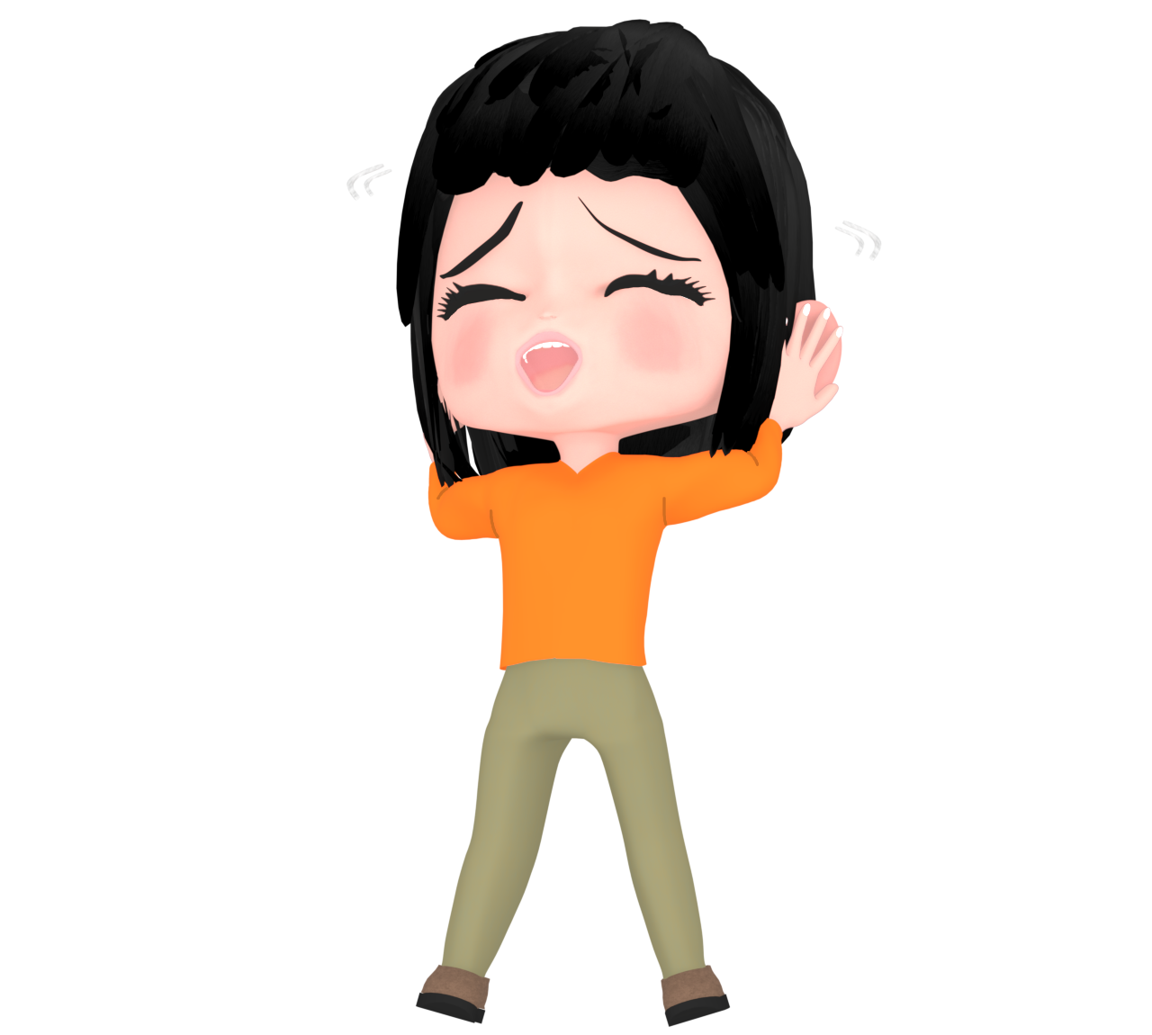 両手で耳を塞ぐ女性のイラスト