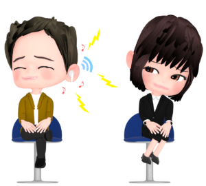 イヤホンの音漏れのイラスト