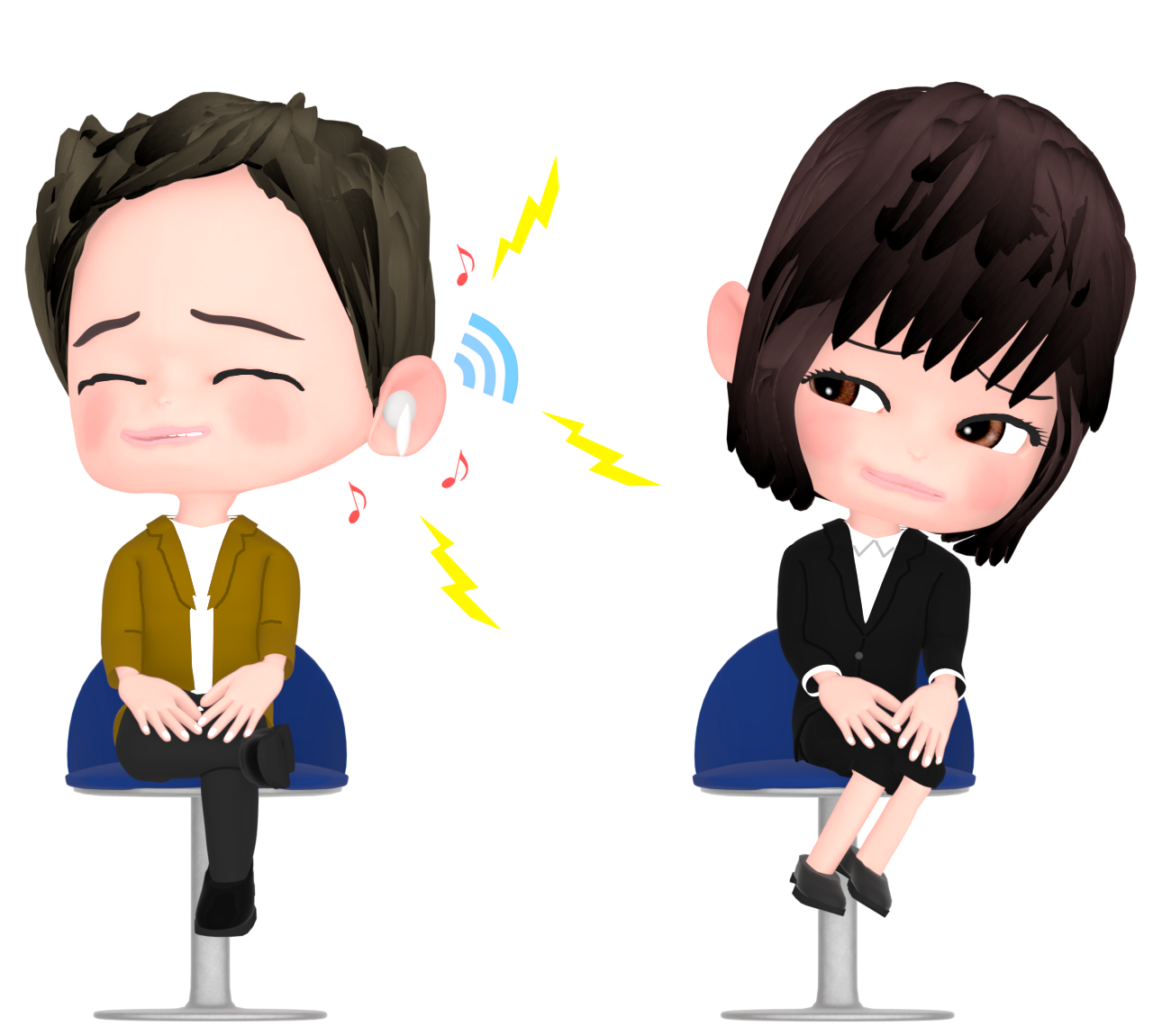 イヤホンの音漏れのイラスト