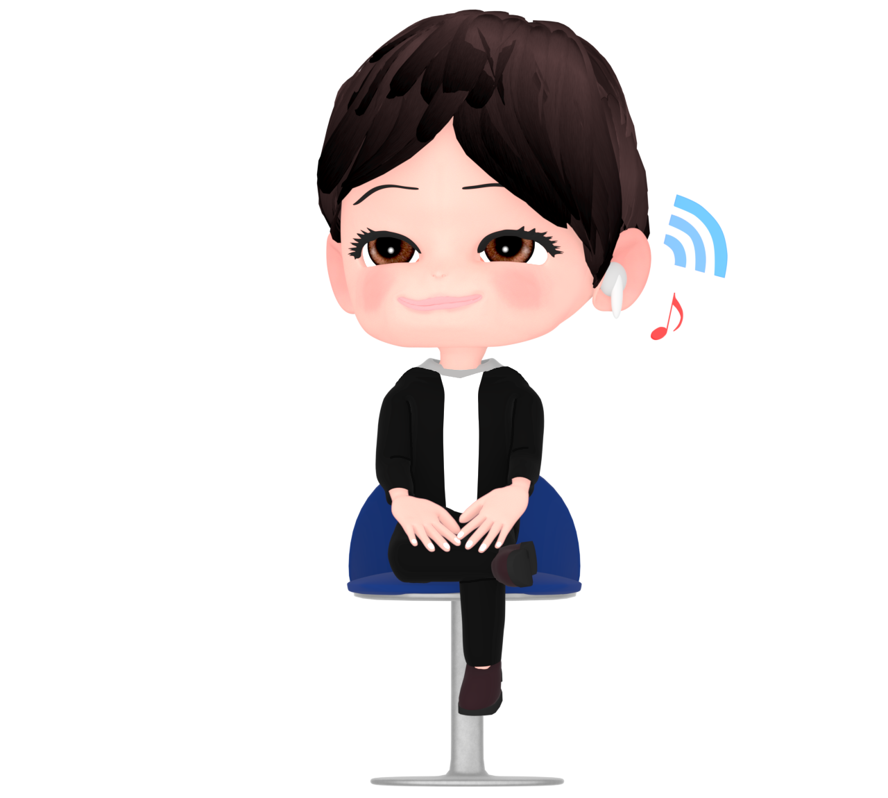 イヤホンで音楽を聴く人のイラスト