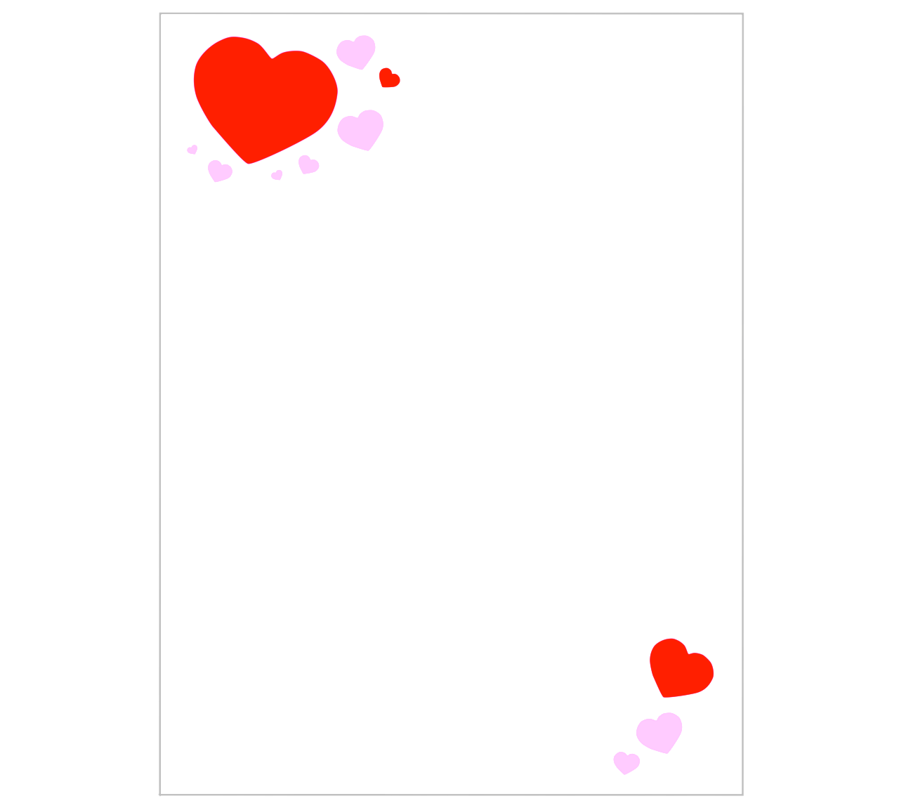 端にある可愛いハートマークのテンプレート