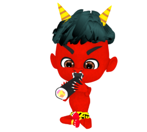 恵方巻きを食べる赤鬼のイラスト