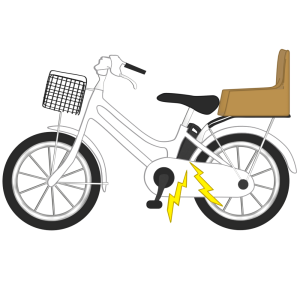 チャイルドシート付き電動アシスト自転車のイラスト