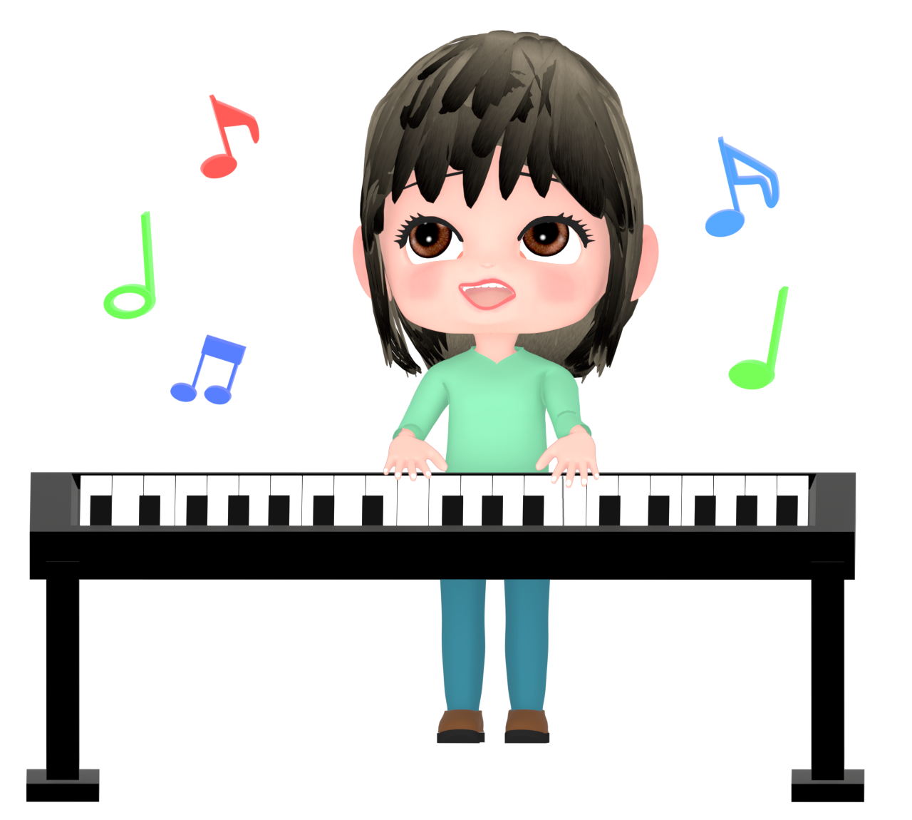 電子キーボードで演奏をする女性のイラスト 12 電子キーボードで演奏をする女性のイラスト