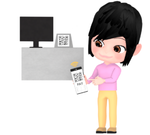 電子マネーで支払う人のイラスト