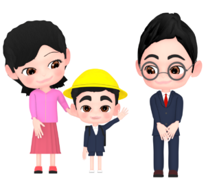 小学校 入学式の家族のイラスト