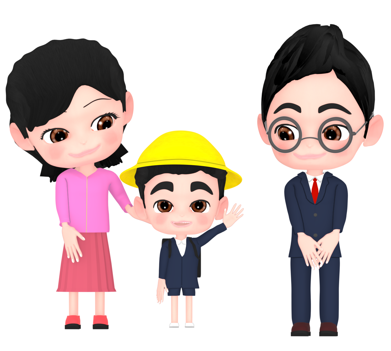 小学校 入学式の家族のイラスト