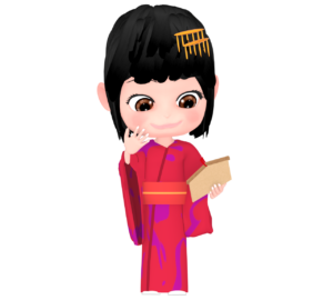 絵馬を見る女の子のイラスト