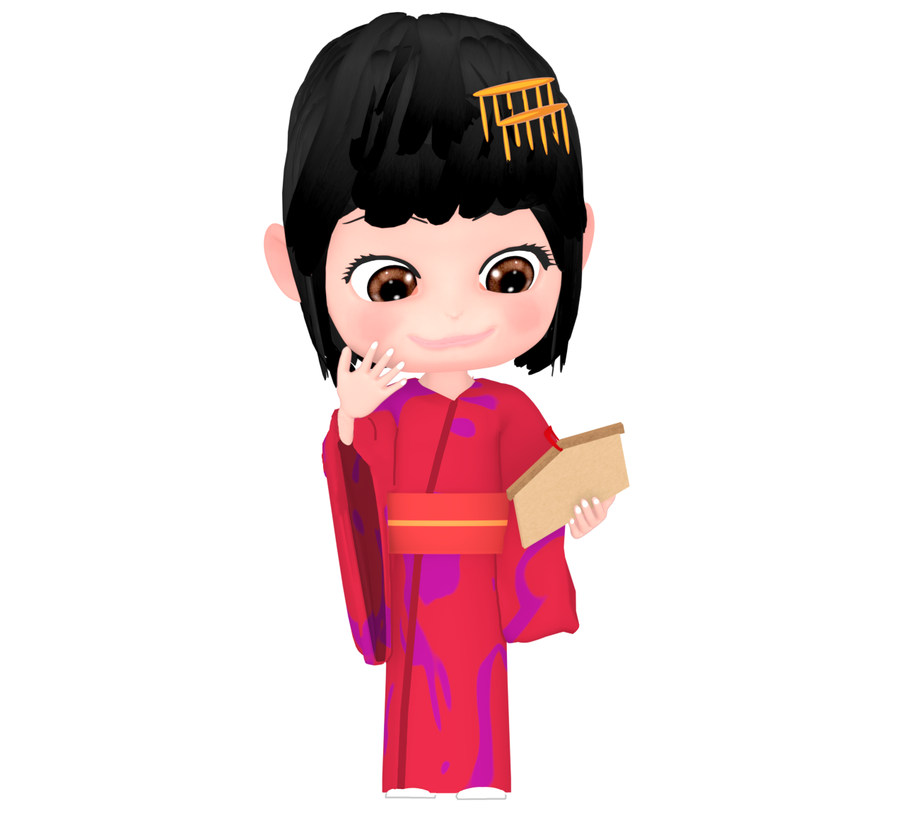 絵馬を見る女の子のイラスト