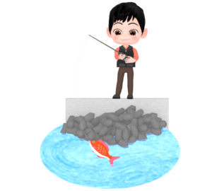 堤防釣りのイラスト