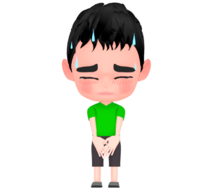 真っ赤になる恥ずかしい男の子のイラスト