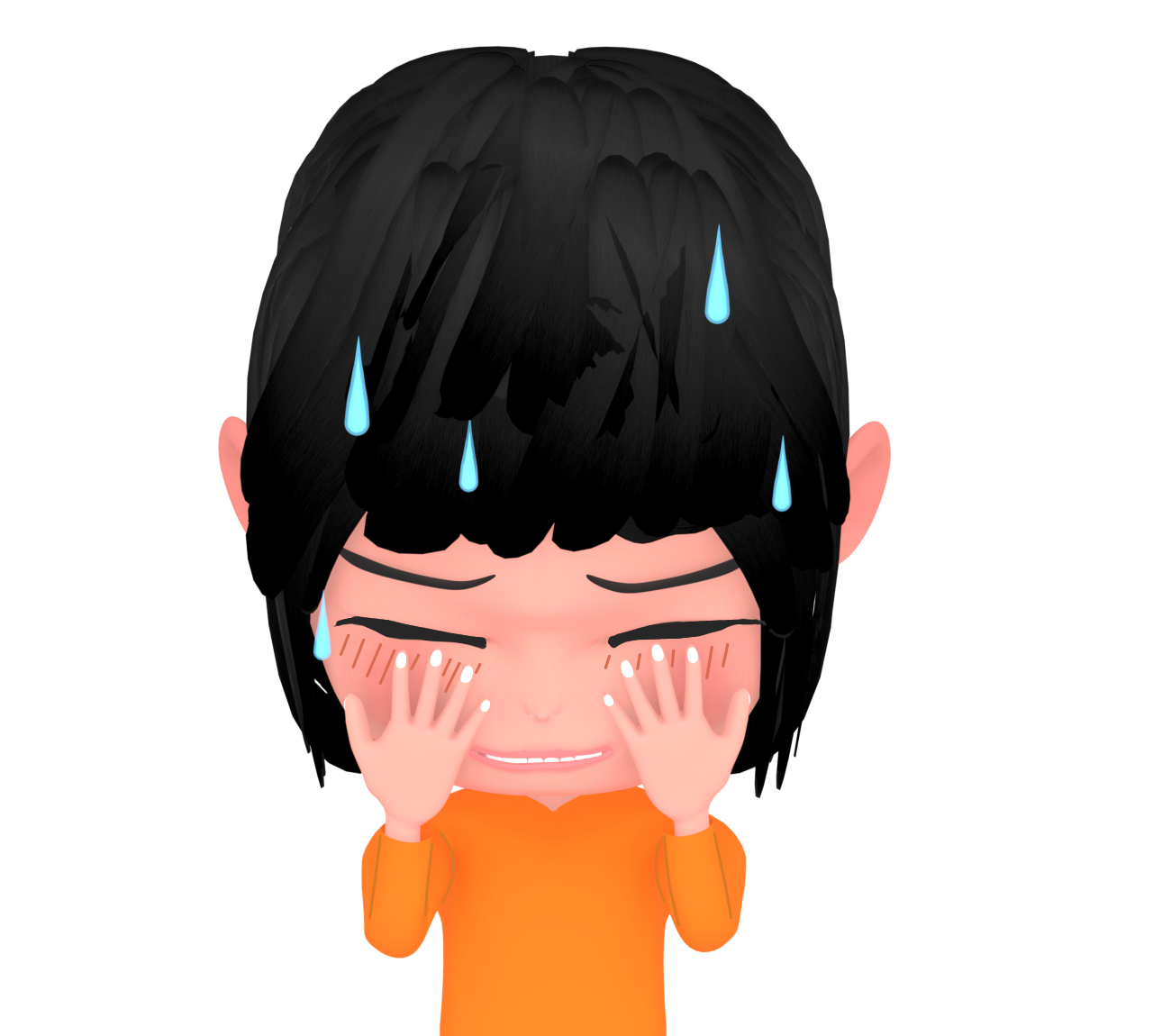 恥ずかしくて顔をおさえている女性のイラスト