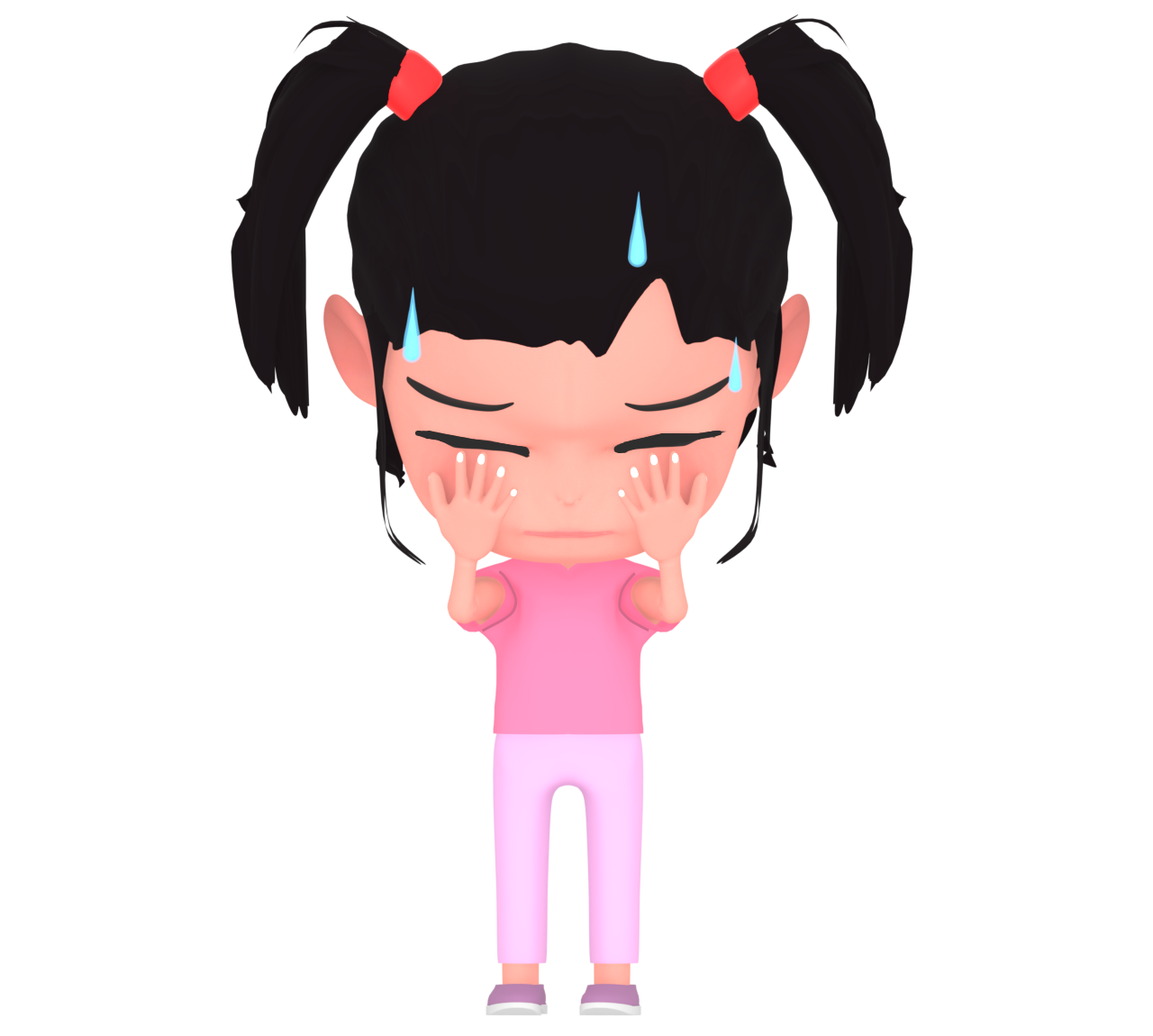 顔が真っ赤で恥ずかしい女の子のイラスト