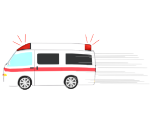 緊急走行をする救急車のイラスト