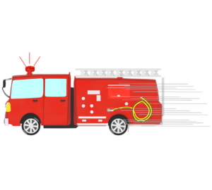 緊急走行をする消防車のイラスト
