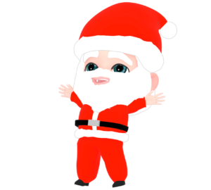 空に両手を広げるサンタクロースのイラスト