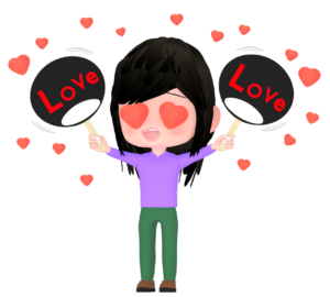 熱狂的なアイドルファンの女性のイラスト