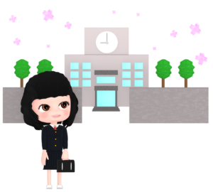中学校・高校の入学式 女子生徒のイラスト