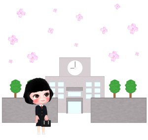 中学校・高校入学式のイラスト（女子生徒）