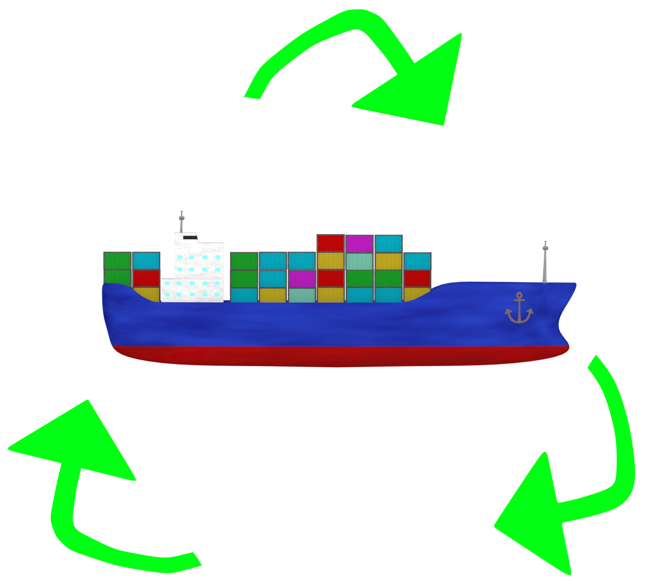 輸出・輸入の貿易船のイラスト