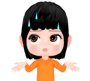 目が泳いでとぼける女性のイラスト
