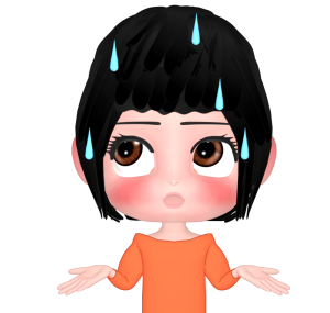 目が泳いでとぼける女性のイラスト