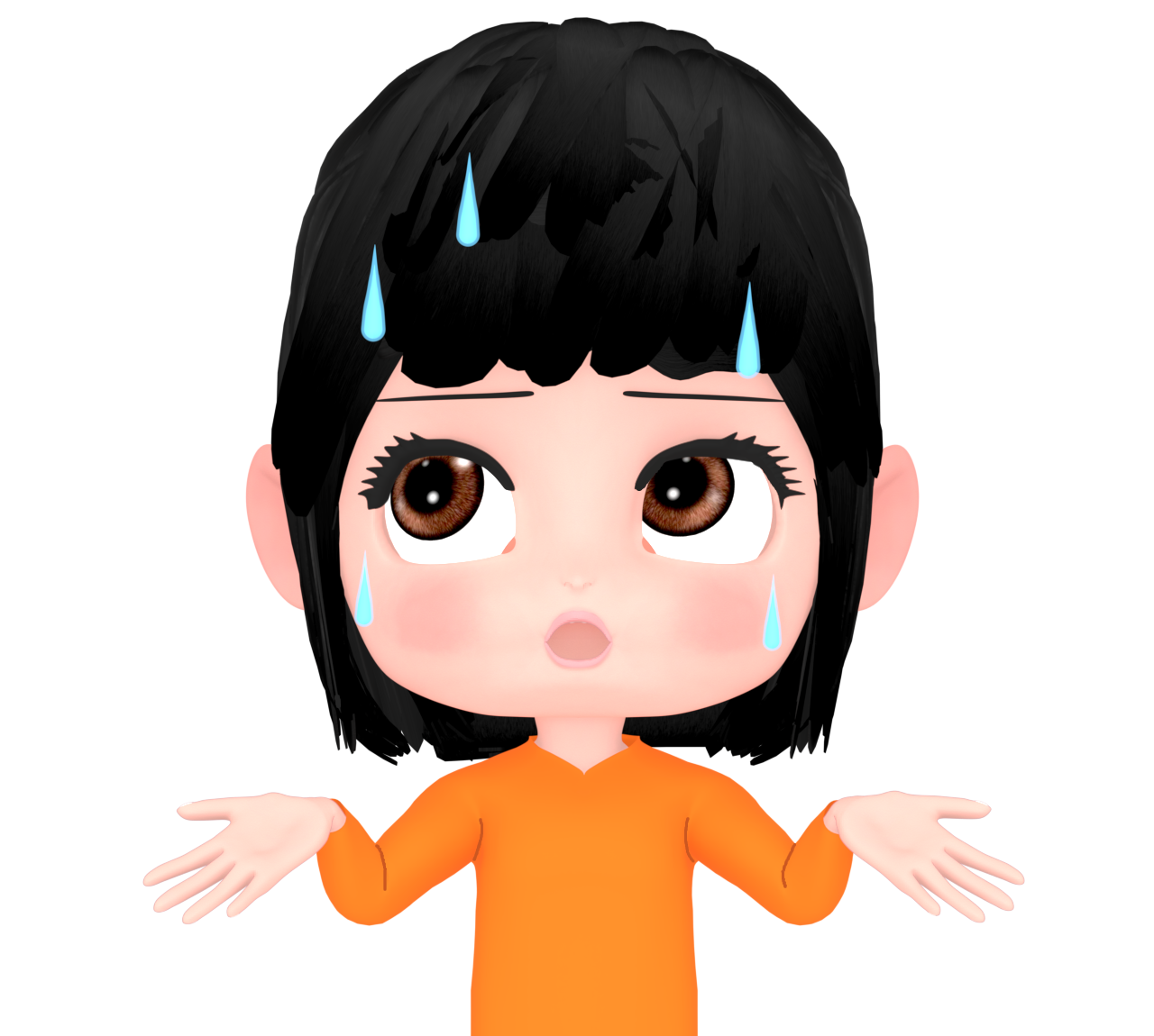 目が泳いでとぼける女性のイラスト