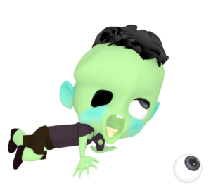 目玉を探すゾンビのイラスト