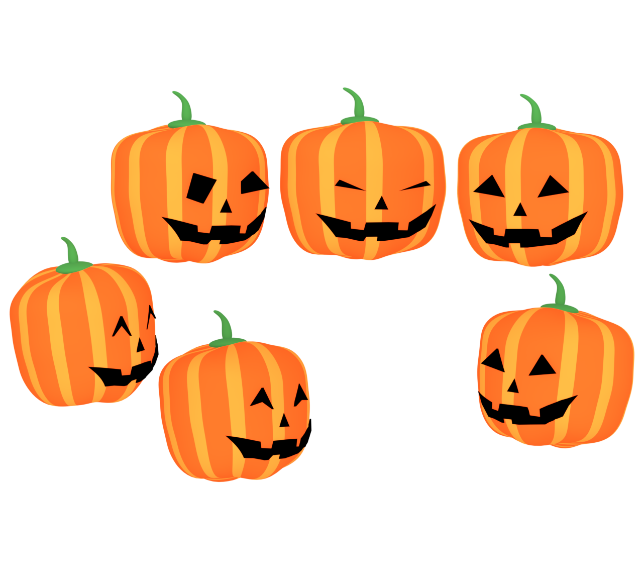 いろんな顔のカボチャのイラスト