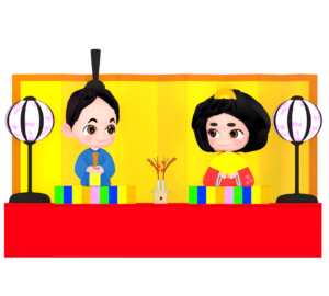 向き合う雛人形のイラスト