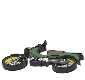 倒れたカブのバイクのイラスト